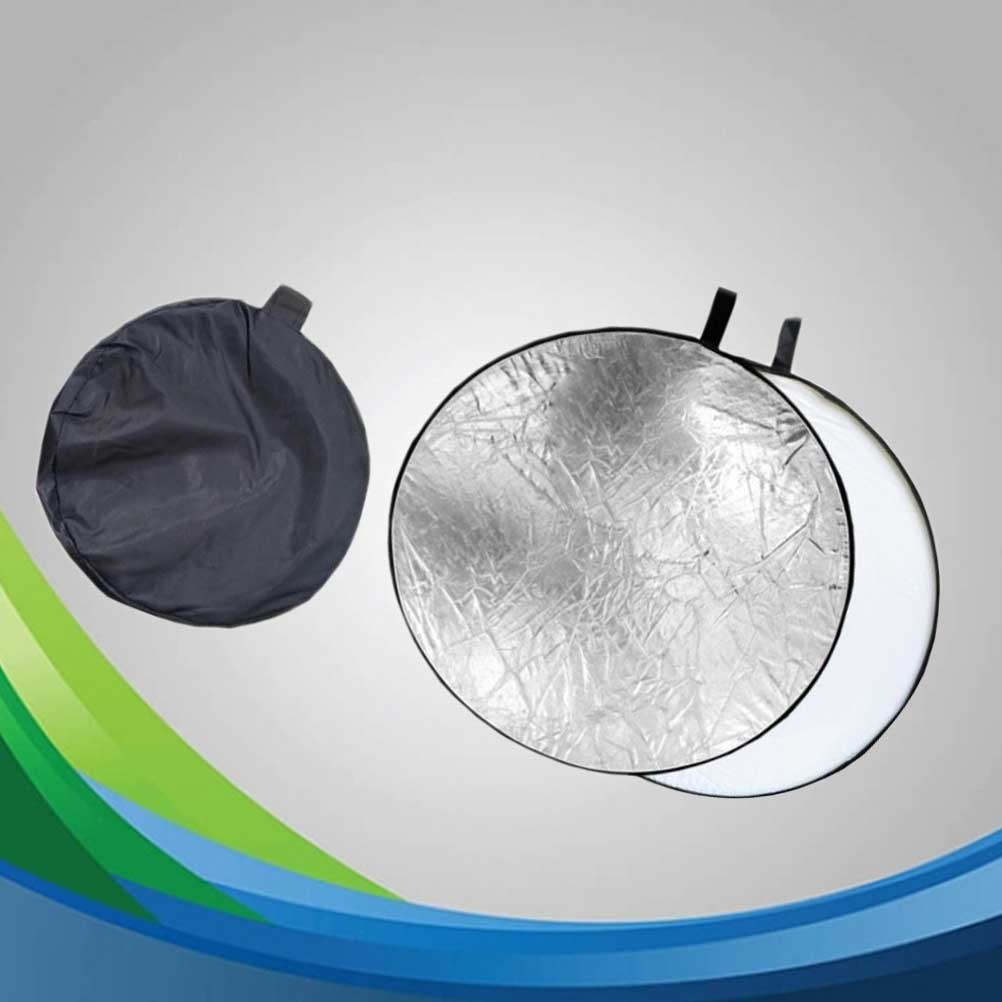 Reflector Disc Silver - 80cmの写真用反射板2個セット。折りたたみ式で、シルバーとホワイトの2色。写真スタジオでのポートレート撮影に最適な、2in1のソフトライトディスク。