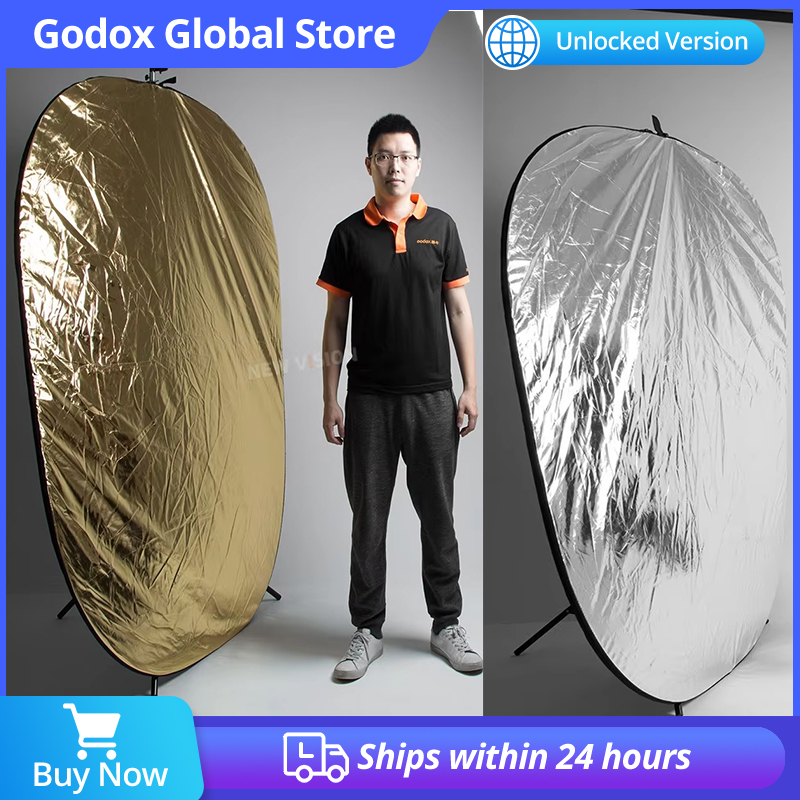 Reflector Disc Silver - Godox 2in1 ゴールドとシルバーのオーバルマルチディスクリフレクター 150x200cm 折りたたみ式写真スタジオ写真照明ディフューザーリフレクター