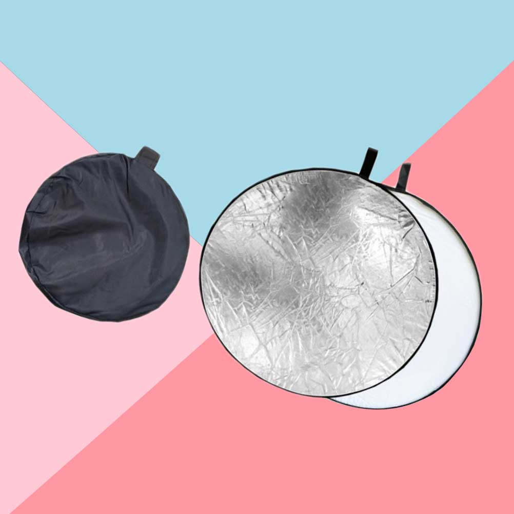 80cmの写真用反射板2個セット。折りたたみ式で、シルバーと - Reflector Disc Silver のレビューと価格