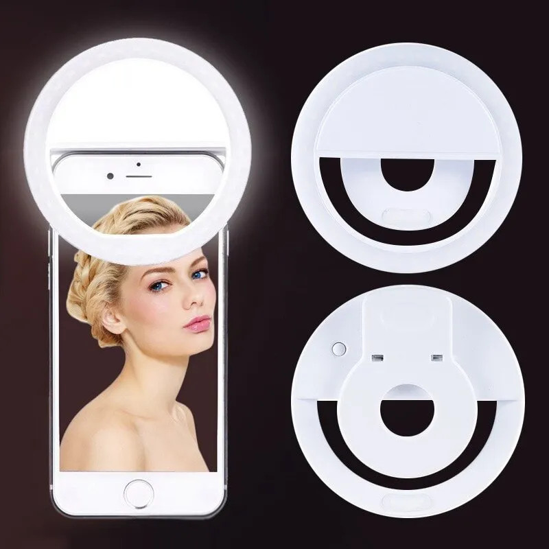 USB充電式LEDリングライト,電話クリップ,写真,ビデオ, - Photography Lighting And Background のレビューと価格