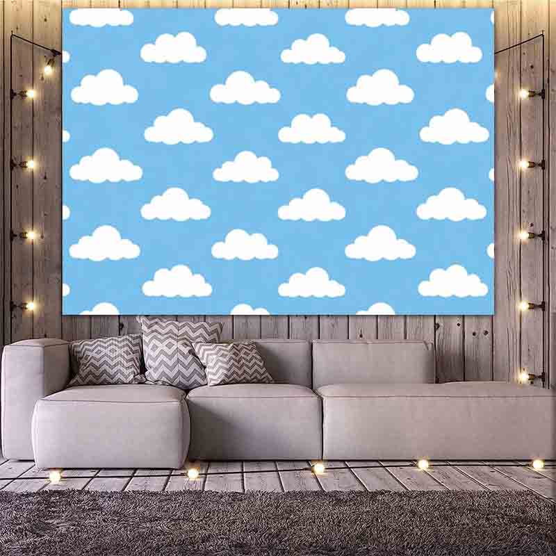 漫画風のシンプルな青空と白い雲の写真背景、新生児や子供の誕生 - Photography Lighting And Background のレビューと価格
