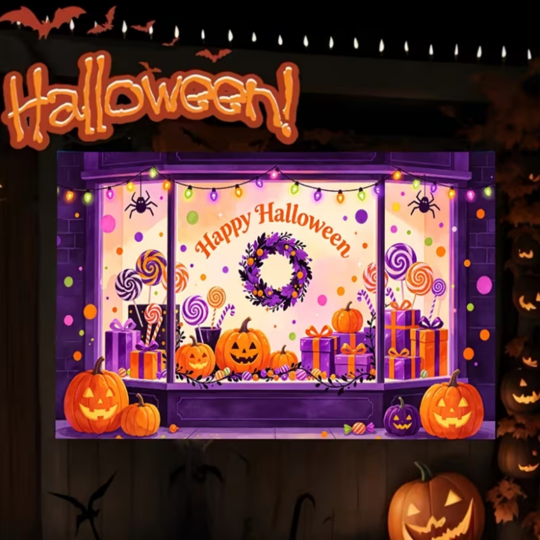 パープルハロウィンショップテーマパーティーデコレーション背景 - Photography Lighting And Background のレビューと価格