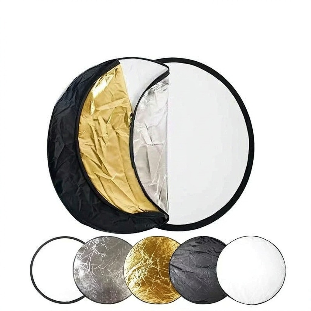 折りたたみ式の5-in-1ライトリフレクター、直径60cmの - Reflector Disc Silver のレビューと価格