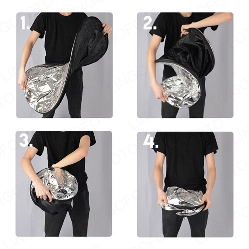 2 in 1、40cm折りたたみ式ラウンドディスクスタジオラ - Reflector Disc Silver のレビューと価格